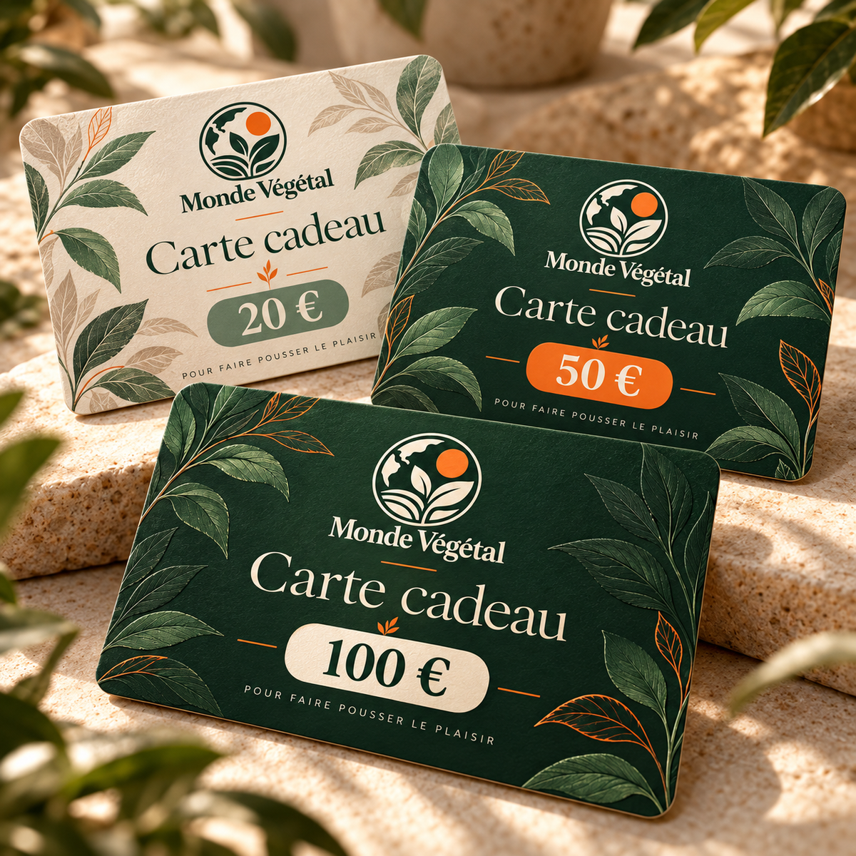 Carte-cadeau Monde Végétal : offrez des plantes rares, de 20 à 100 €, envoyée par e-mail