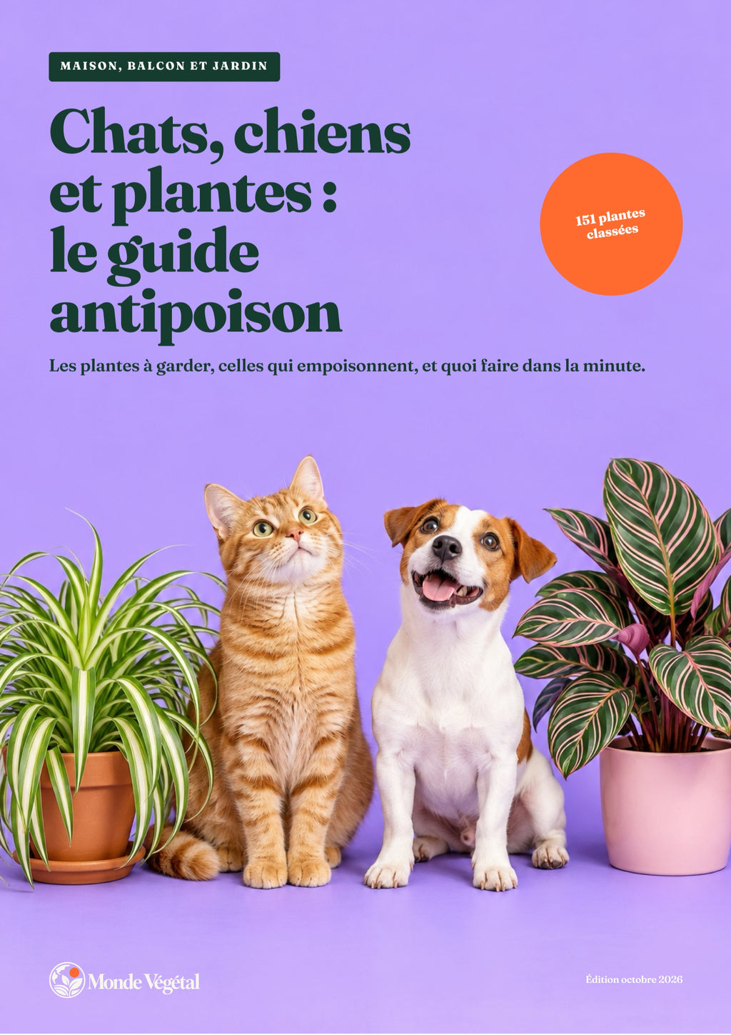 Couverture de l’ebook « Chats, chiens et plantes : le guide antipoison »