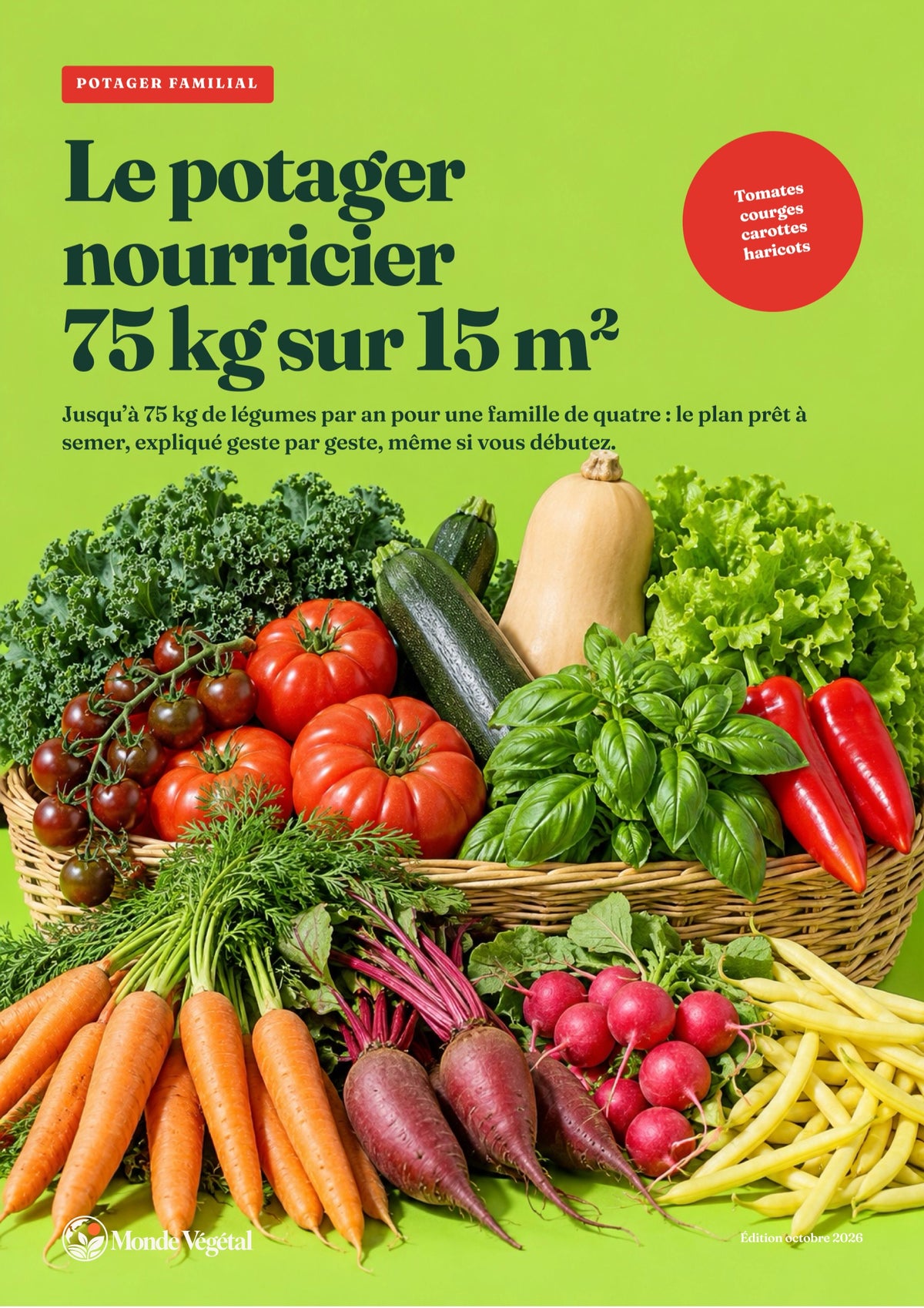 Couverture de l’ebook « Le potager nourricier, 75 kg sur 15 m² »