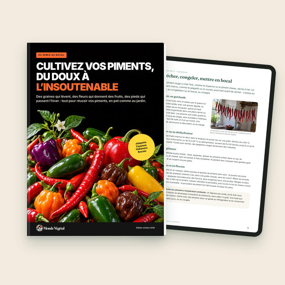 Ebook « Cultivez vos piments, du doux à l’insoutenable », couverture et page des conserves sur tablette