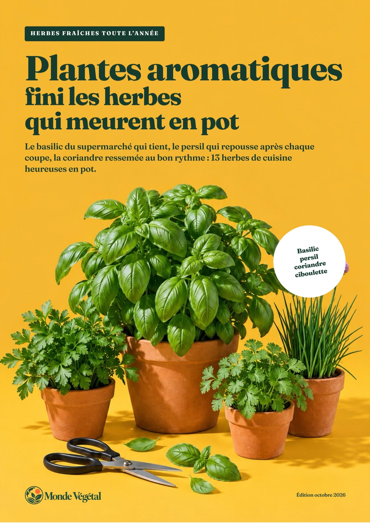 Couverture de l’ebook « Plantes aromatiques : fini les herbes qui meurent en pot »