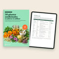 Ebook « 20 plantes médicinales à cultiver et utiliser », la couverture et la table des 20 sur tablette