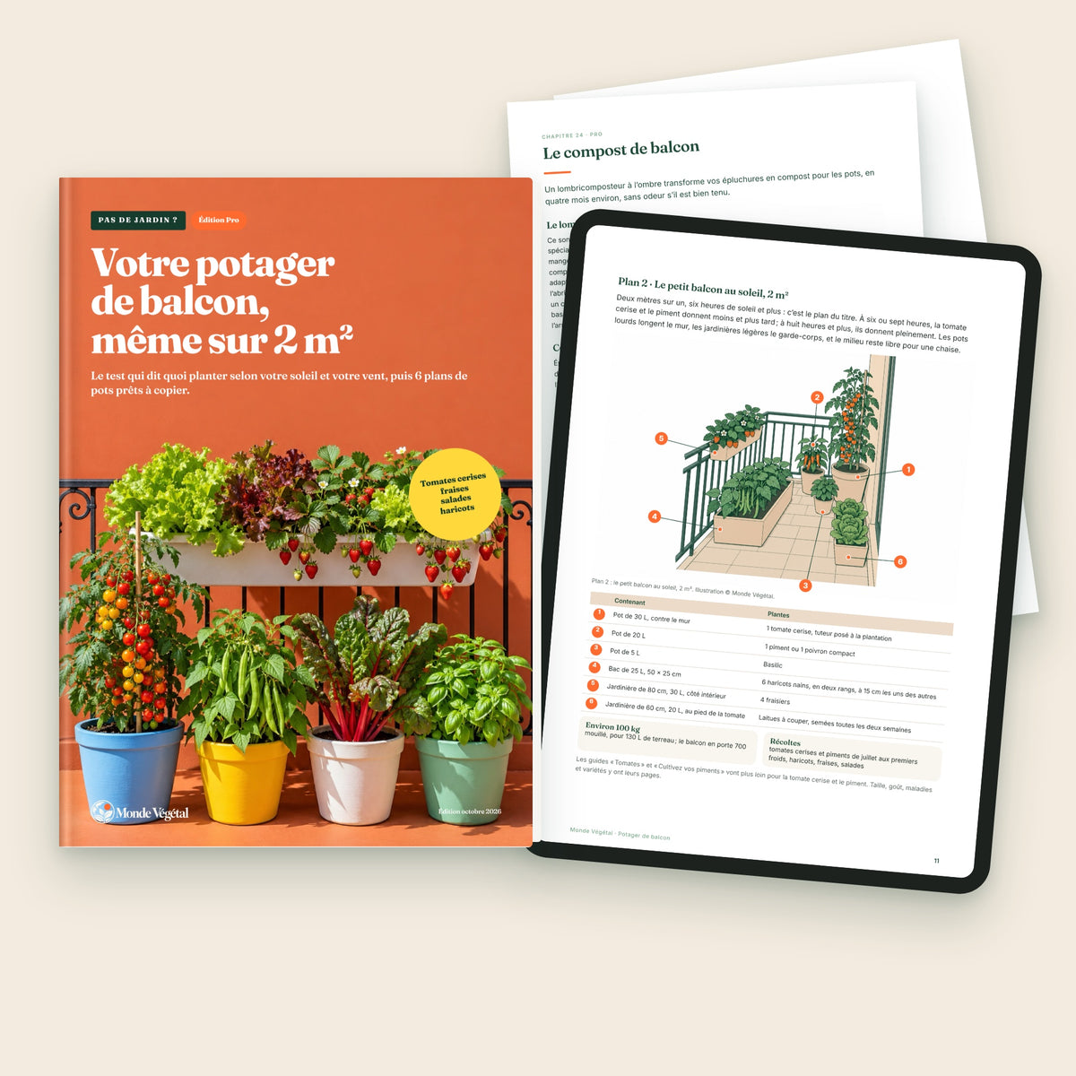 Édition Pro de « Votre potager de balcon » : le compost de balcon et la grille pour dessiner votre balcon à l’échelle