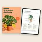 Ebook « SOS plantes d’intérieur », la couverture et l’enquête des 3 indices sur tablette
