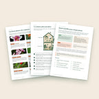 Trois pages intérieures de l’ebook : les douze plantes des urgences, la maison pièce par pièce, les quatre pastilles