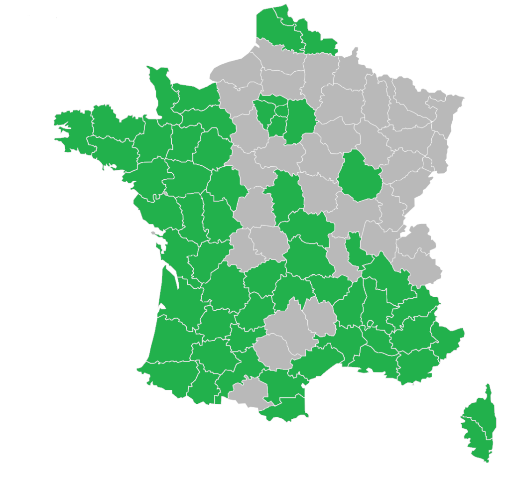 Aire de répartition du Laurier Sauce Laurus nobilis en France