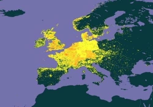 carte de répartition de l'érable sycomore en europe