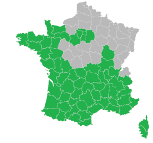 carte de la répartition du Chêne Vert en France