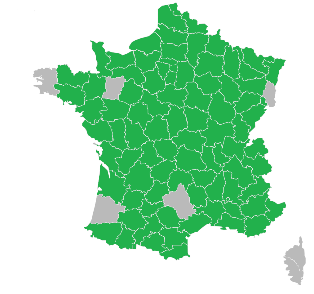 Carte de France de la répartition de verbascum densiflorum carte des départements
