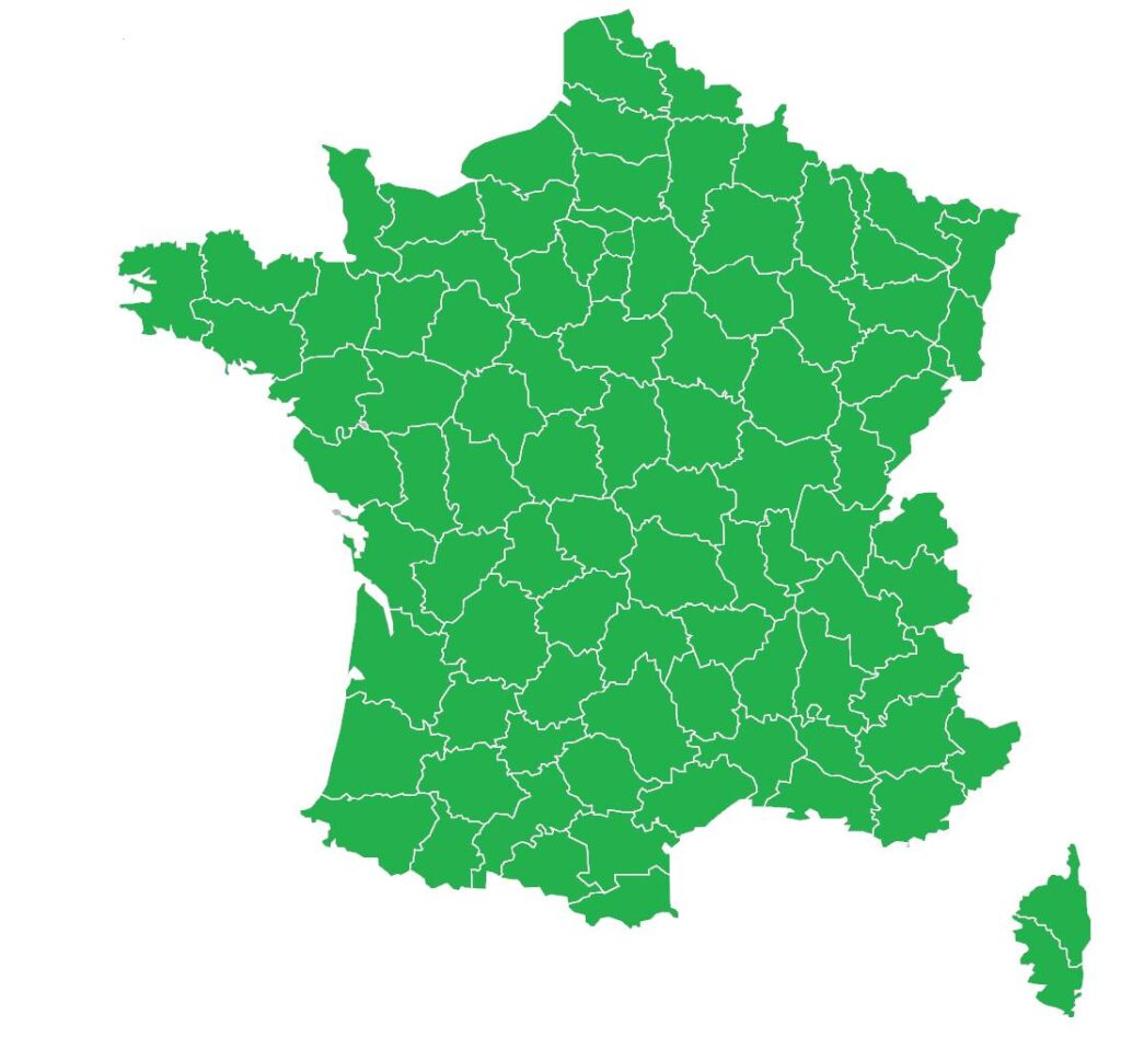 Carte de la répartition de Eryngium campestre en France