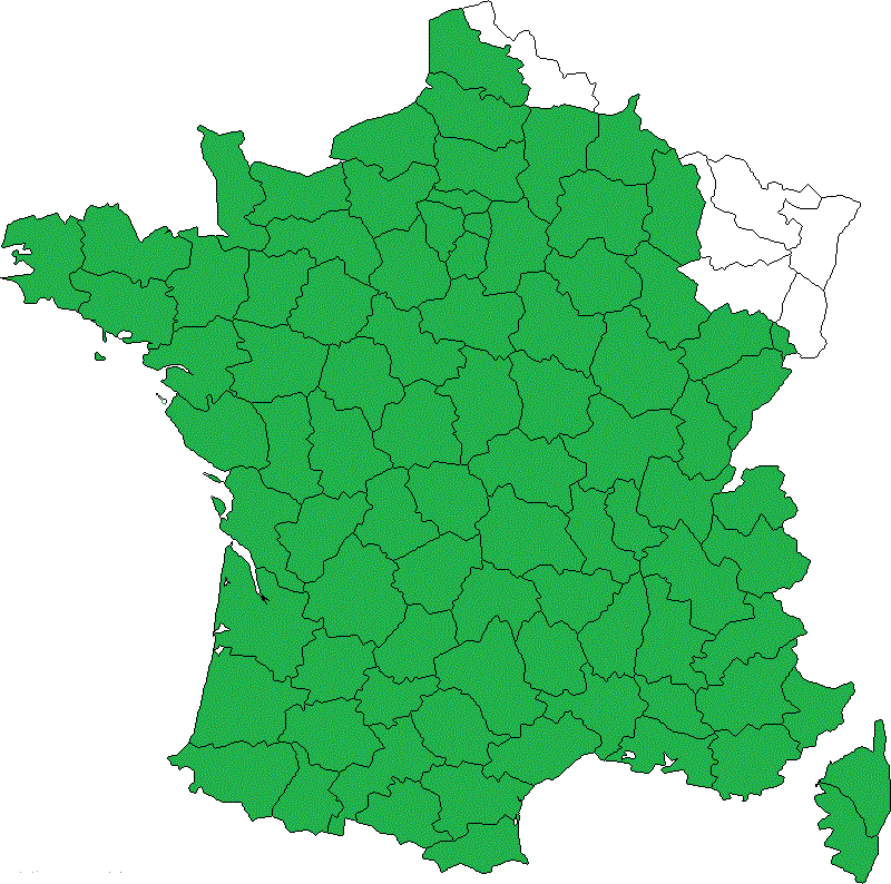 RUSCUS ACULEATUS présence en France carte
